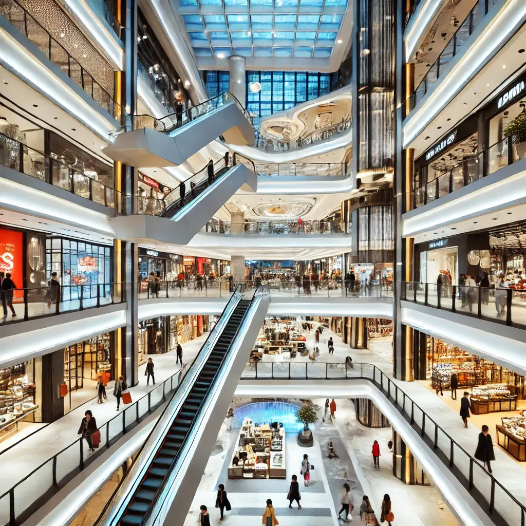 shopping mall with multiple levels