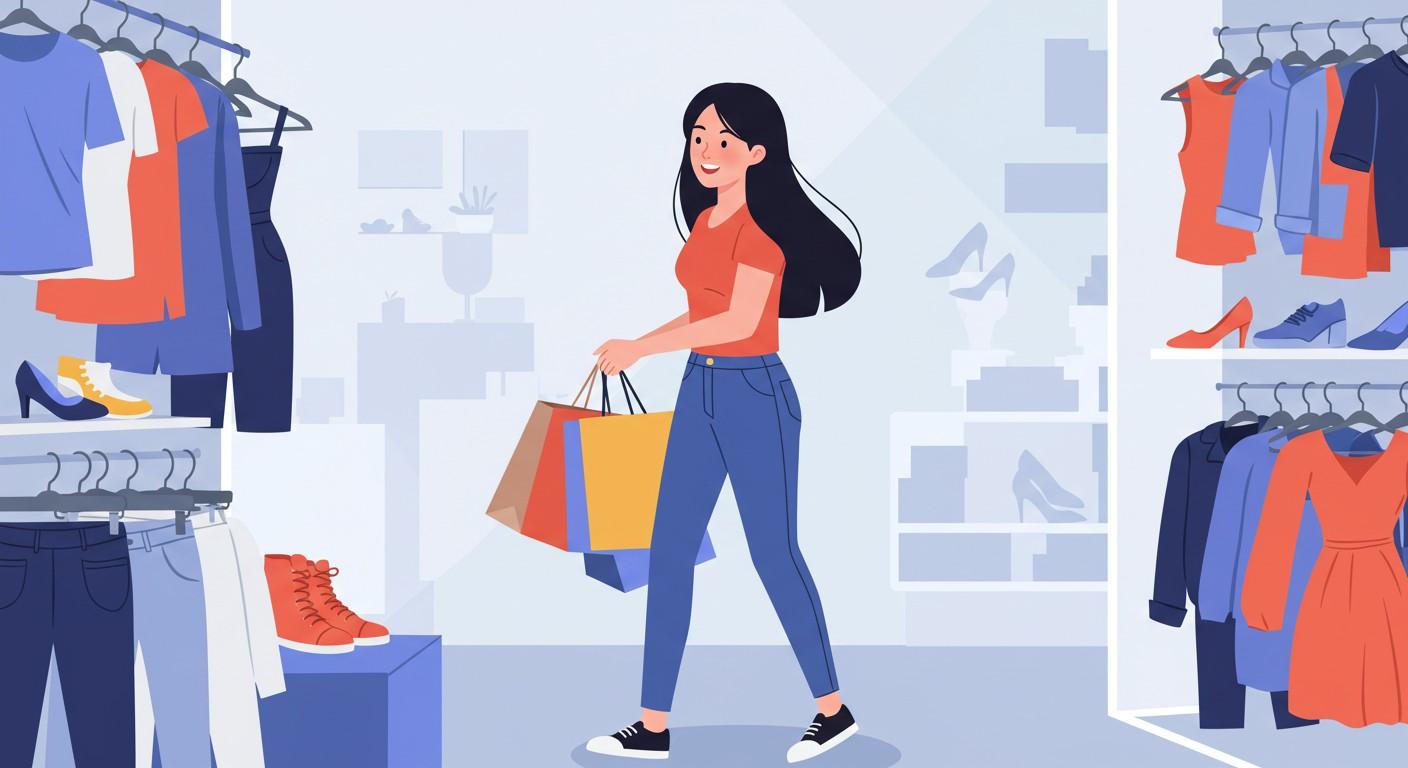 illustration: woman buying clothes and shoes